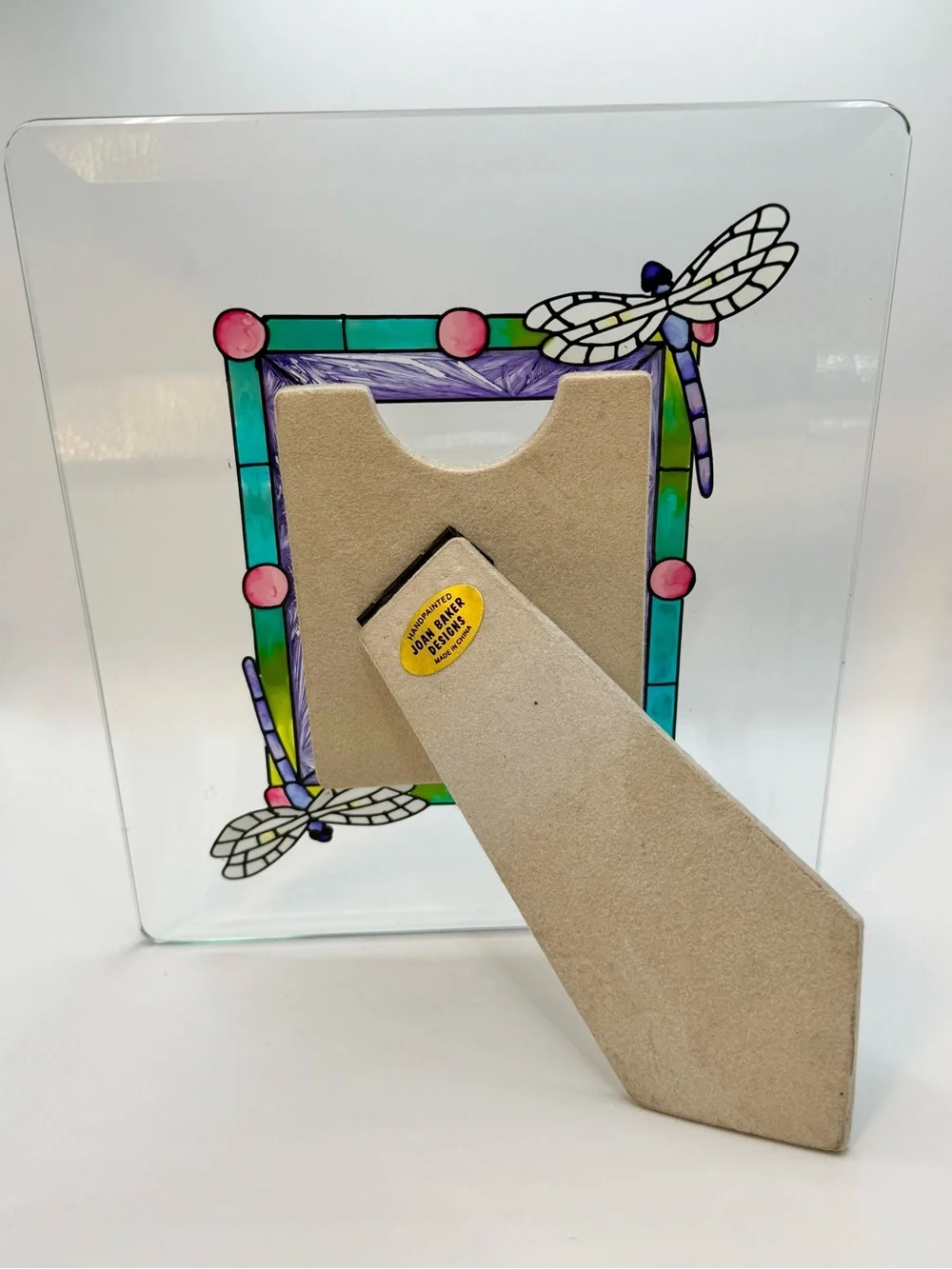 Joan baker designs glass dragonflies Picture Frame hand painted - Home Accents